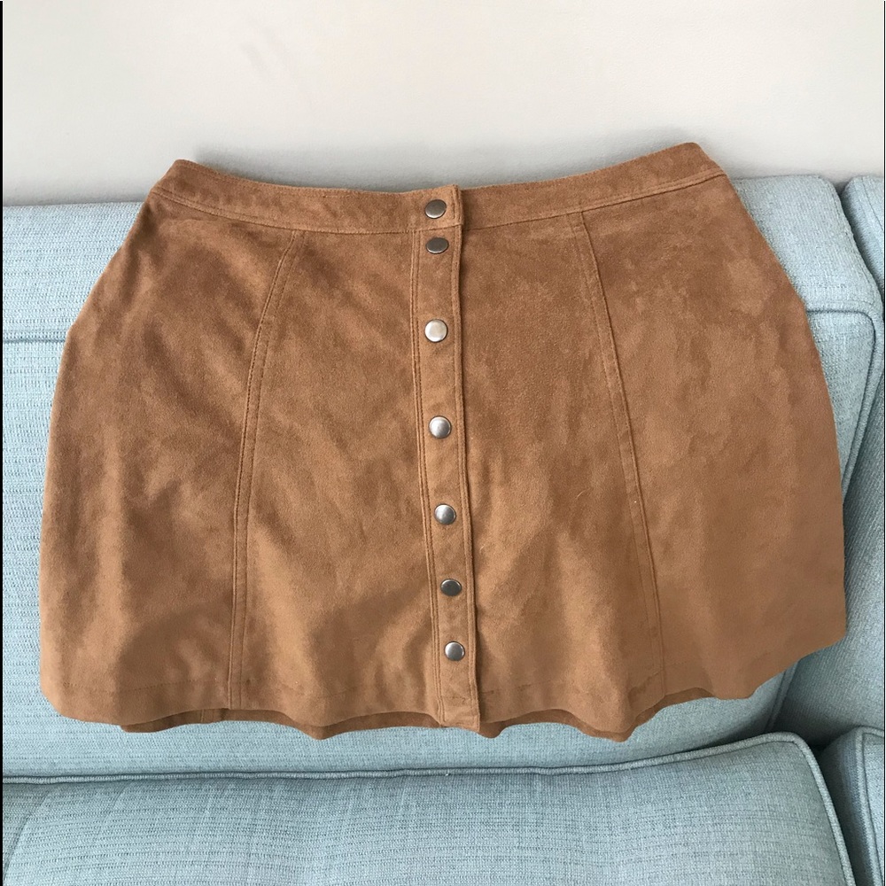 Abercrombie & Fitch Suede Snap Button Skirt